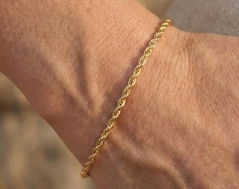 14k gouden koordketting • Minimalistisch gedraaid sieraad Cadeau voor haar