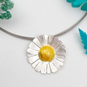 Handmade Silver Daisy Necklace • Botanical Jewelry for Her