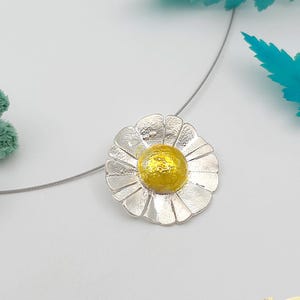 Sterling Silver Daisy Necklace: Gold-Plated Center, Botanical Pendant