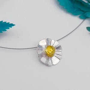Petite 925 Silver Daisy Necklace • Handmade Minimalist Jewelry Gift