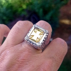 Bold Cross Ring for Men. Silver Religious Jewelry for Him