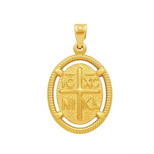 14k Gold ICXC Constantinato Pendant. Saint Helen and Constantine Jewelry