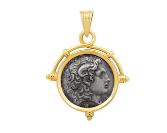 14K ゴールド ヴェルギナの太陽とアレクサンダー大王のギリシャの鍵
