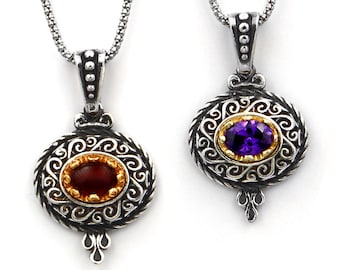 Byzantine Dome Filigree Pendants in Necklace. Classic Handmade Greek Jewelry. Birthday Gift