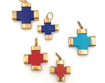 14k Gold Minimalistische Kreuze in verschiedenen Farben. Alltag Schmuck für Sie