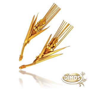 Dimos 22k Gold Museum Replica Wheat Earrings. Handmade Greek Jewelry.