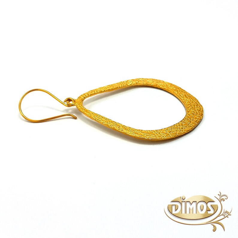 Gold Plated Large Textured Drop Earrings for Women Mother/'s Day Gift Gift for Her