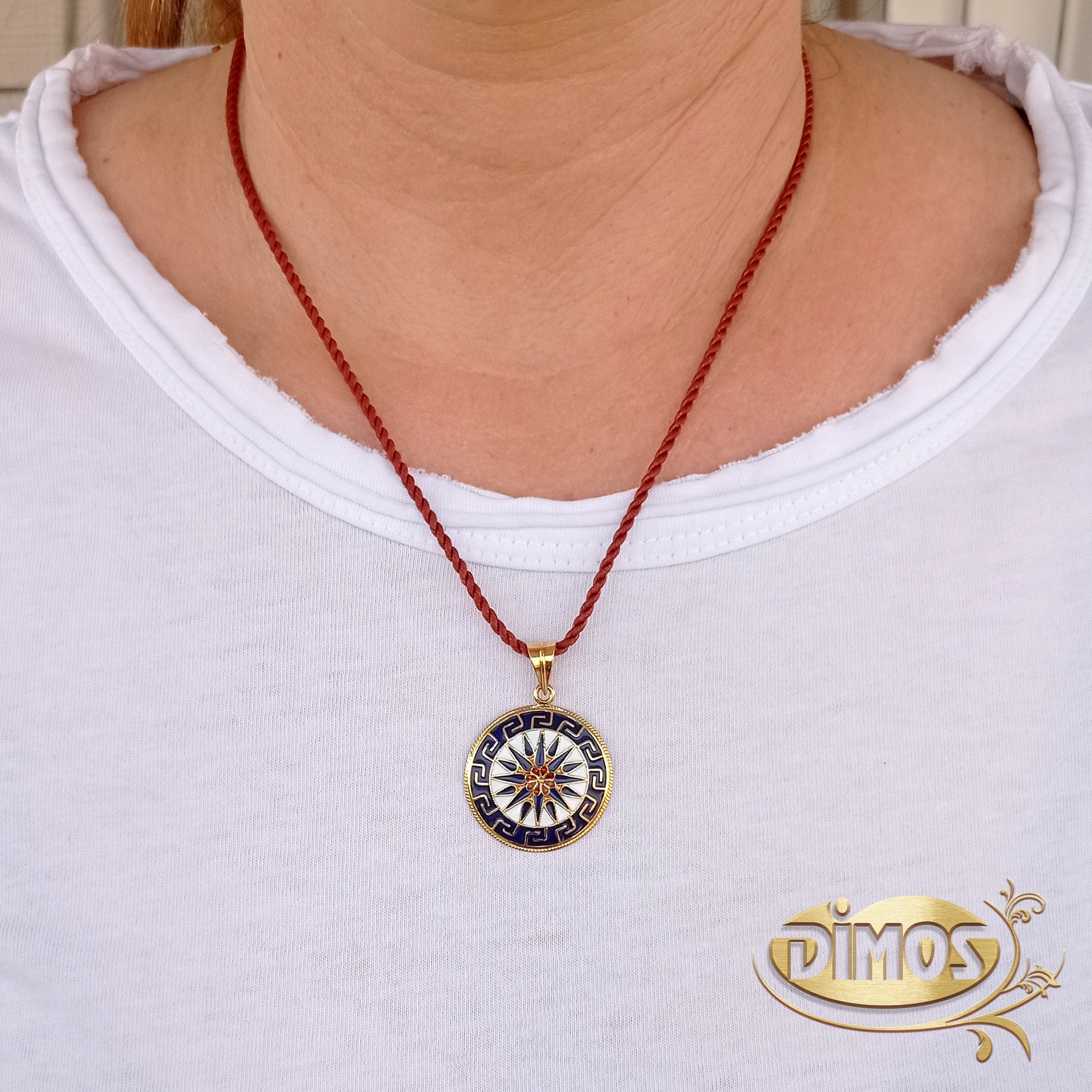 Collier Or 18 Carats Avec Pendentif Solaire - Mi-long, Occasion