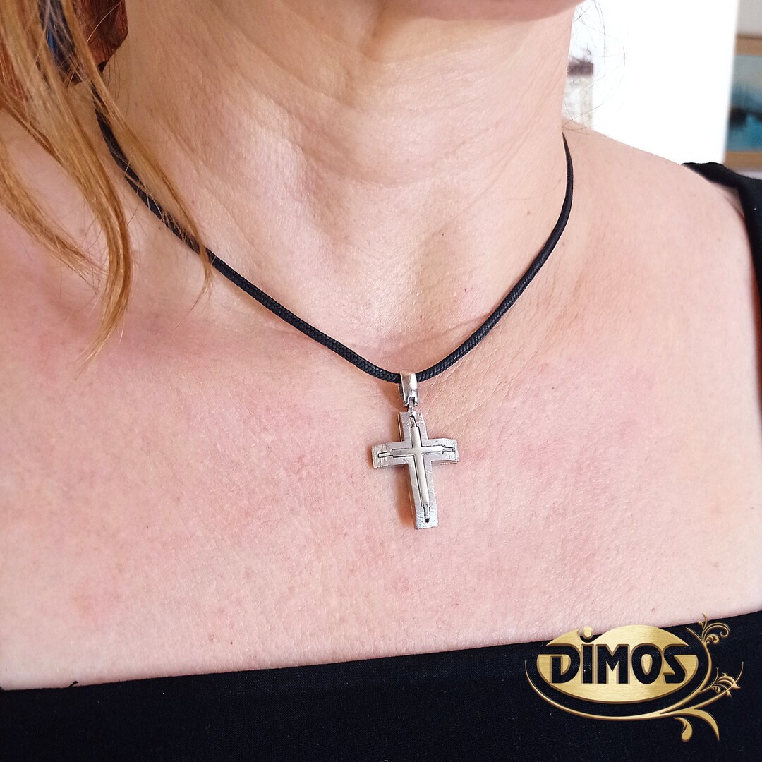 Silver Geometric Unisex Cross. Greek Religious Jewelry. Gift Etsy UK