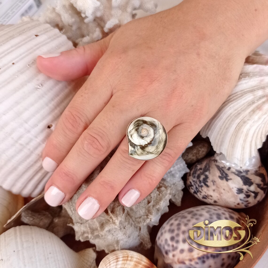 Real Sea Shell Ring on Sterling Silver. Boho Style Ring. Etsy