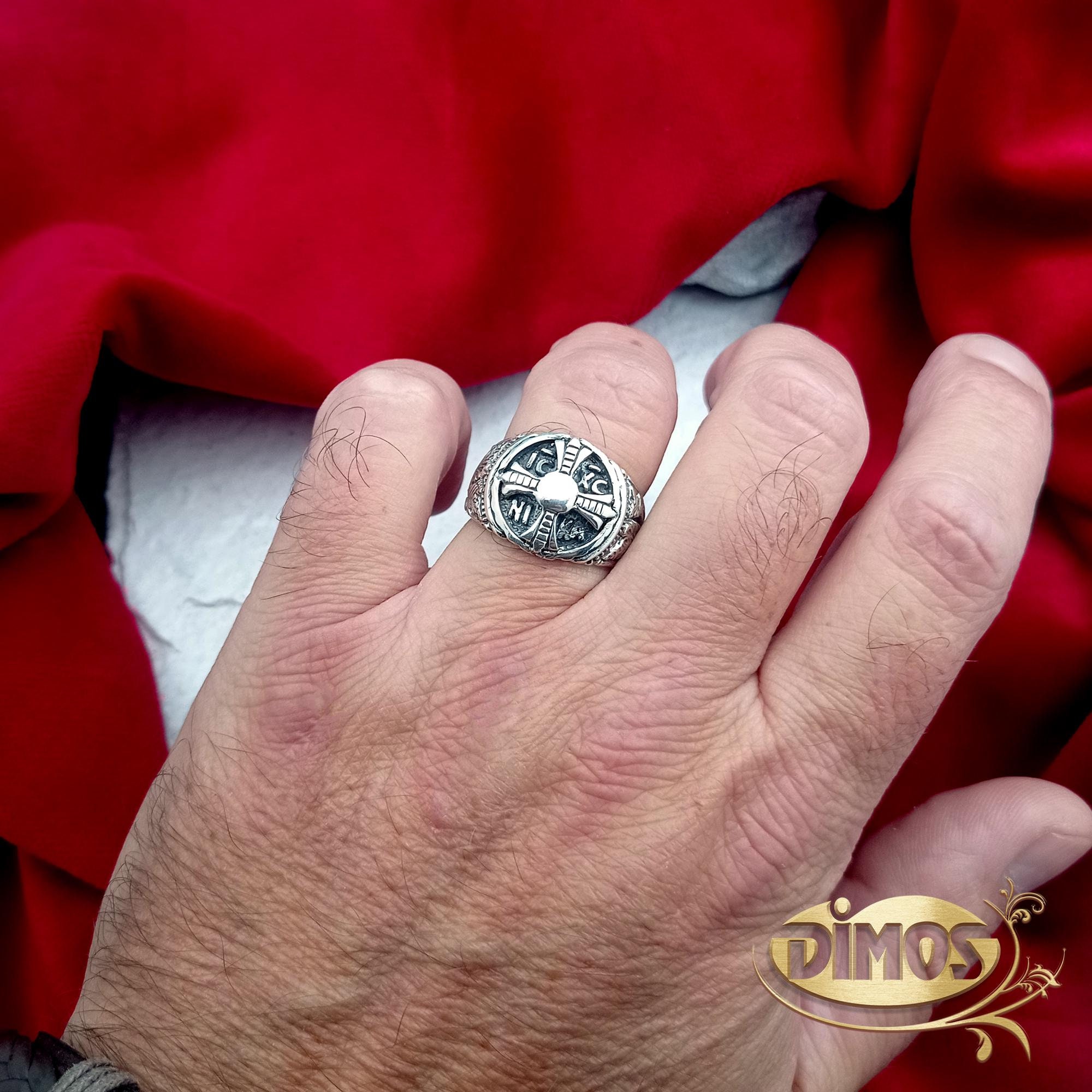 Silver Cross Ring With ICXC NIKA. Symbol of Faith and Devotion - Etsy