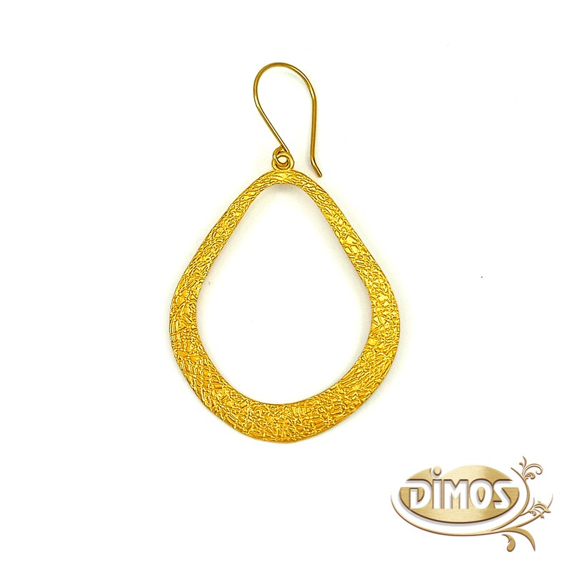 Gold Plated Large Textured Drop Earrings for Women Mother/'s Day Gift Gift for Her