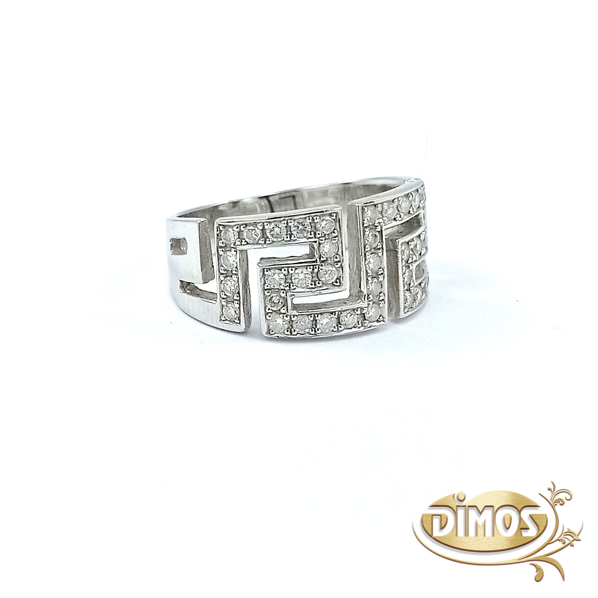White gold greek key best sale ring