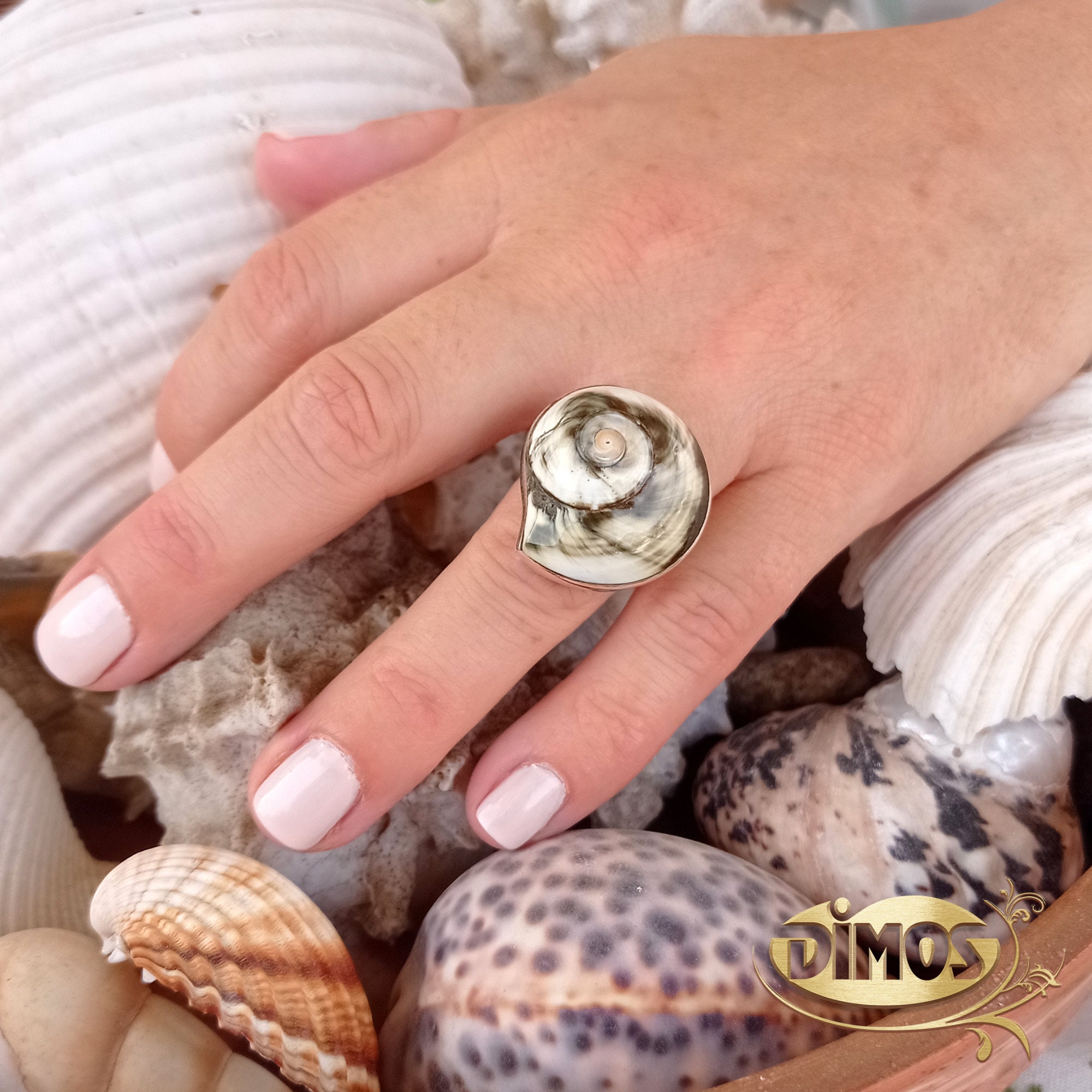 Real Sea Shell Ring on Sterling Silver. Boho Style Ring. Etsy