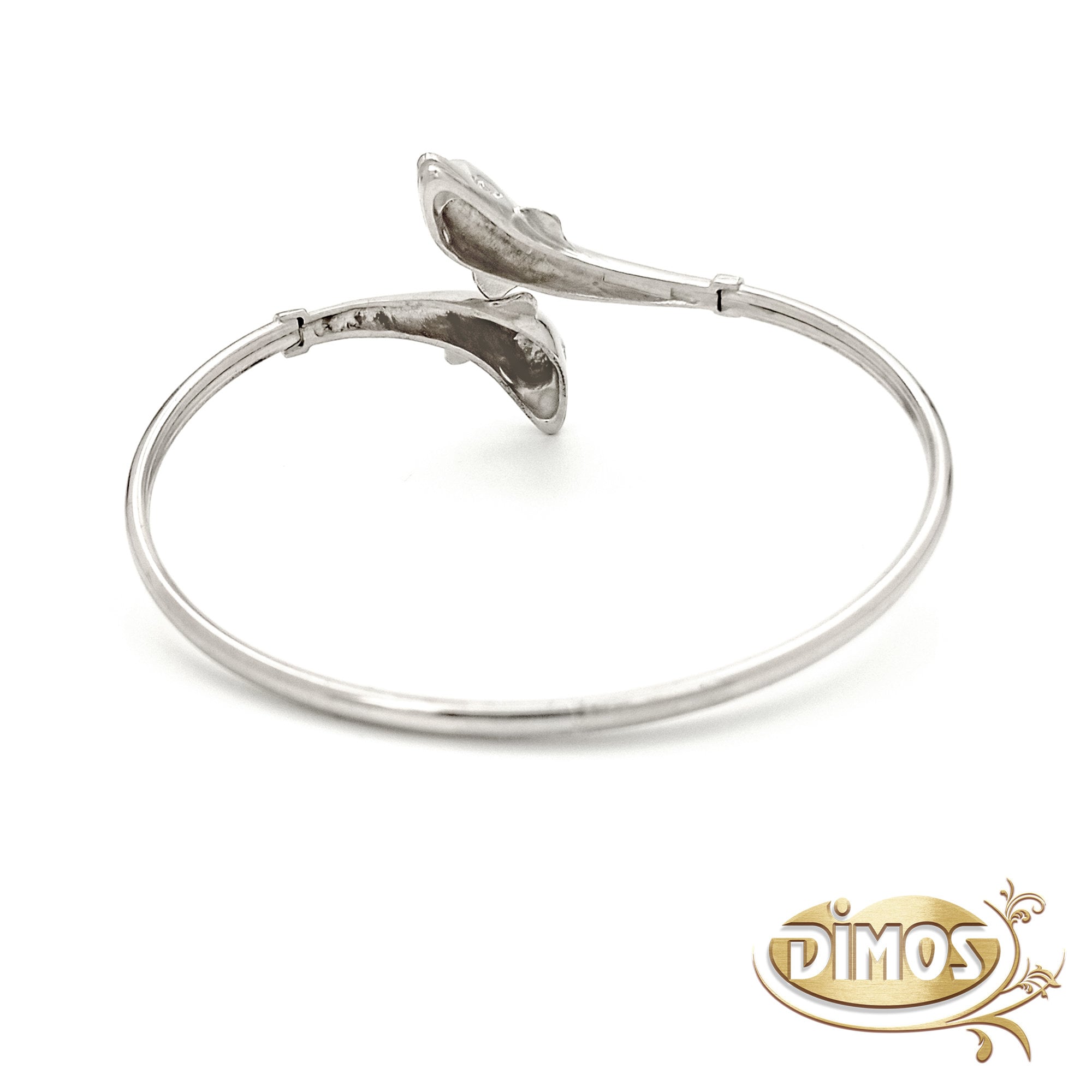 KABANA イルカモチーフ バングル 14K シルバー シルバーのイルカのバングルブレスレット。古代ギリシャのアート