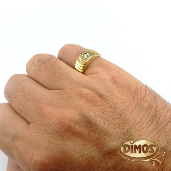 Rhodium Plated Ziron Stylish Ring Size 8 Gold