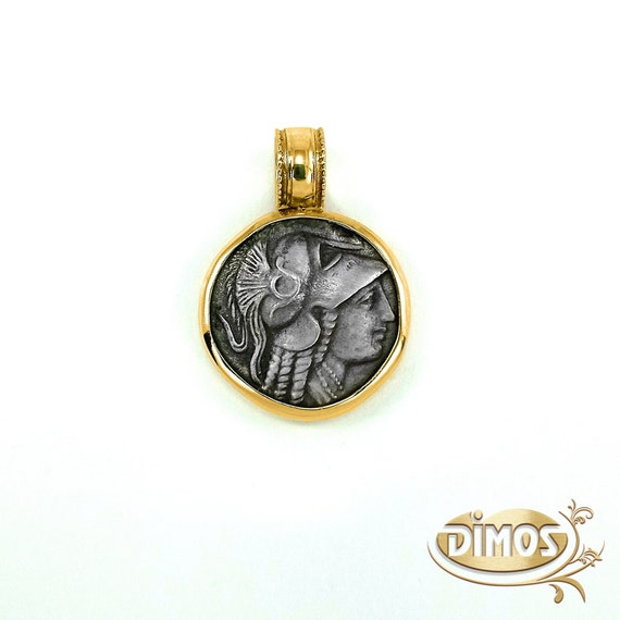 Réplique Monnaie Grecque Antique Pendentif En Argent 925 - Bijou Mythologique