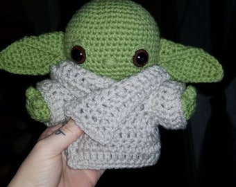 Baby Green Alien, Yodaa- Crochet Fan Art