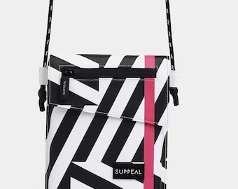 Small Crossbody Bag – Lightweight Phone Bag with Strap and Geometric Pattern