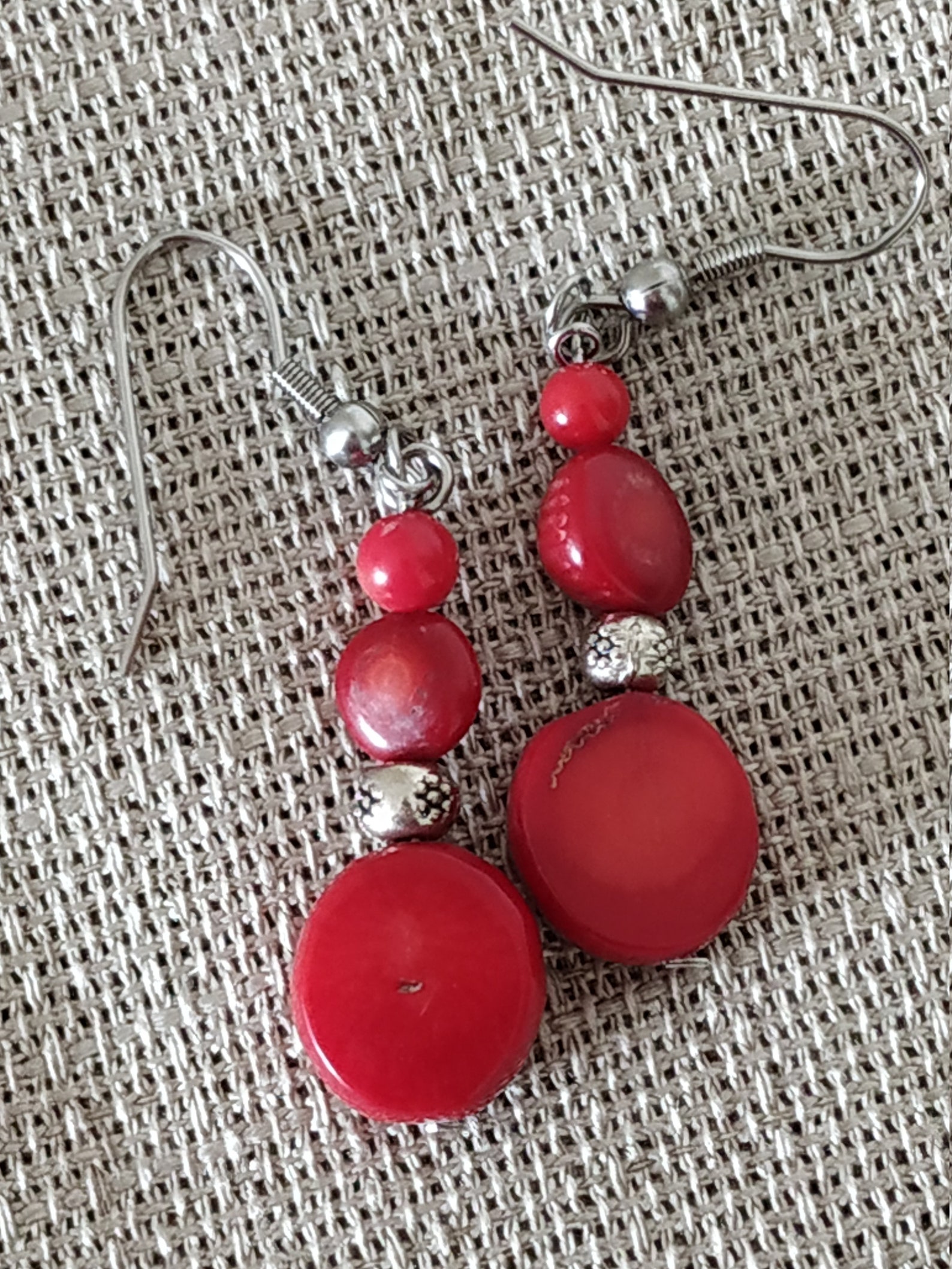 Natural red coral earrings/modern earrings | Etsy