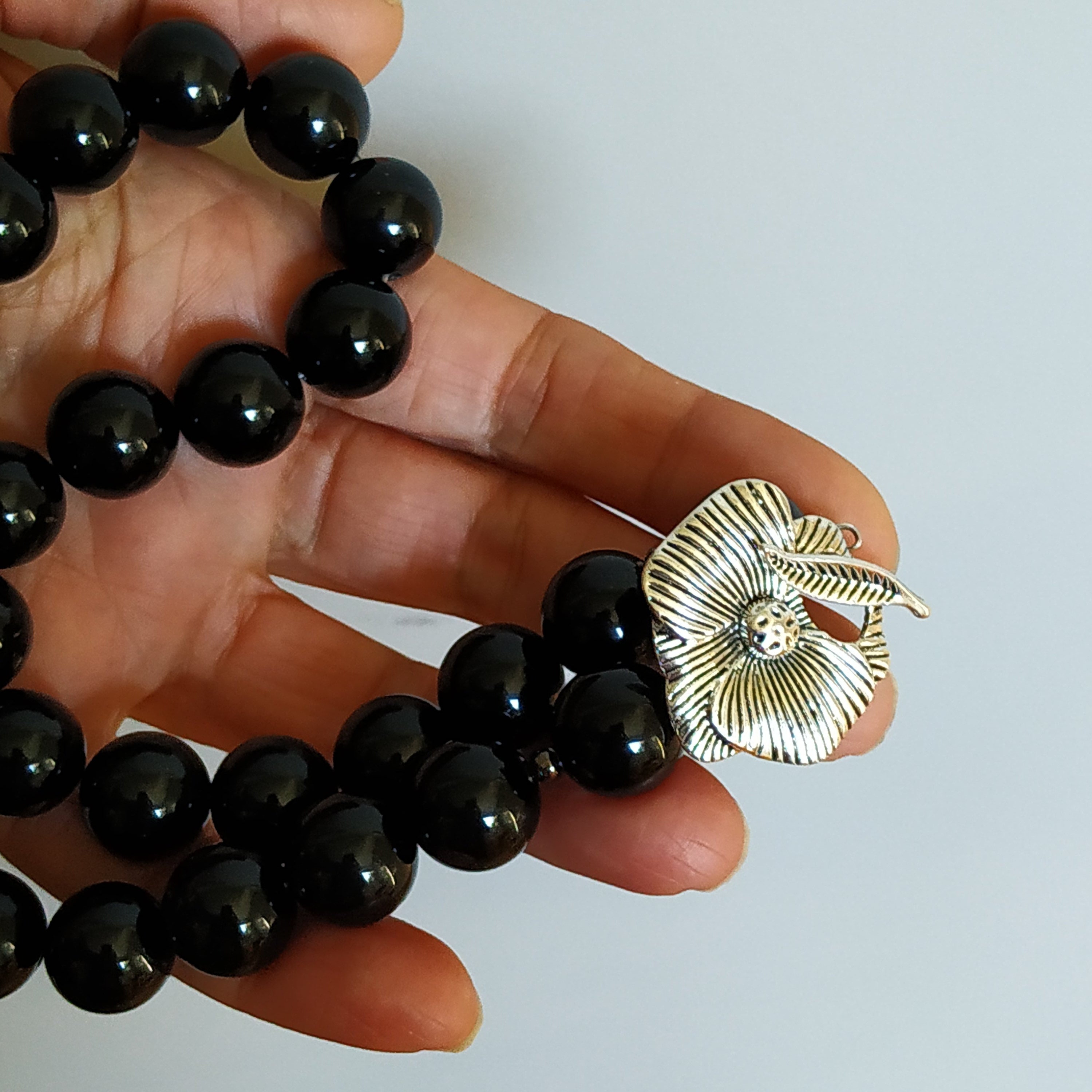 15mm black onyx bead necklace/modern necklace/statement Etsy