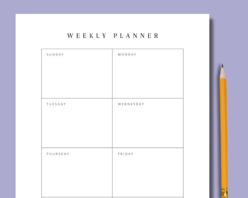 Weekly Planner Digital Printable Minimalist Design for iPad and Weekly Planner Digital Printable Minimalist Design for iPad and