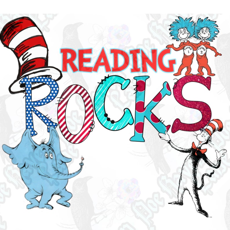 Reading Rocks Hand Drawn Dr Seuss Read Across America Day Etsy