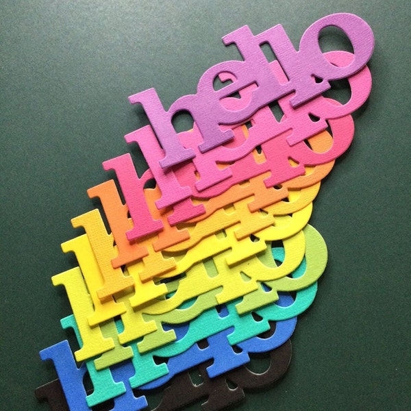 Die Cuts * Hello * 10 Pieces in 10 Colors * Embellishments