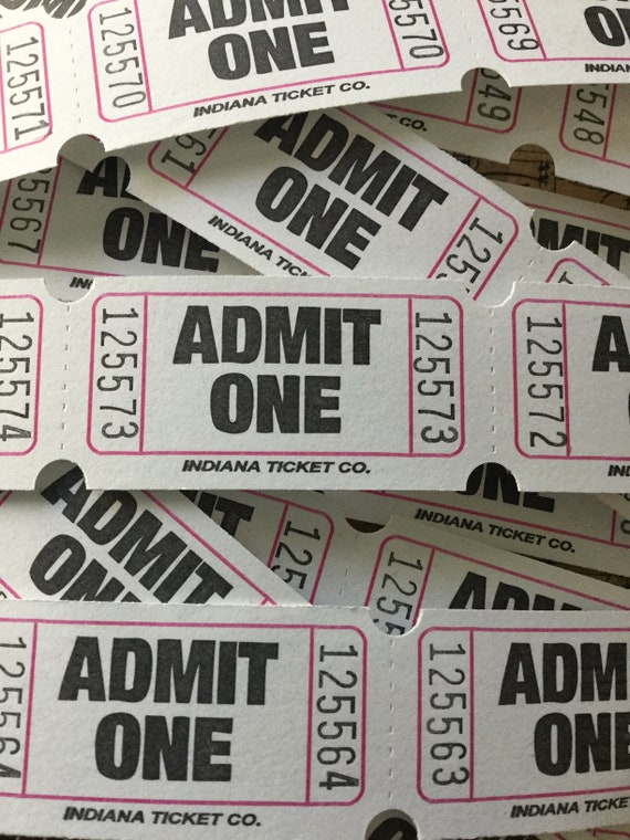 White admit One Tickets 50 Ticketsfree Shipping Etsy