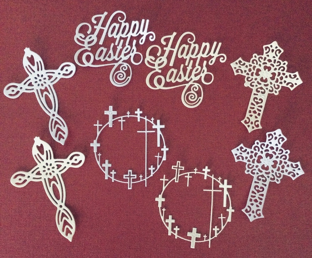 Easter Cross Die Cuts Happy Easter Four Designs 2 Colors 8 Pieces Card