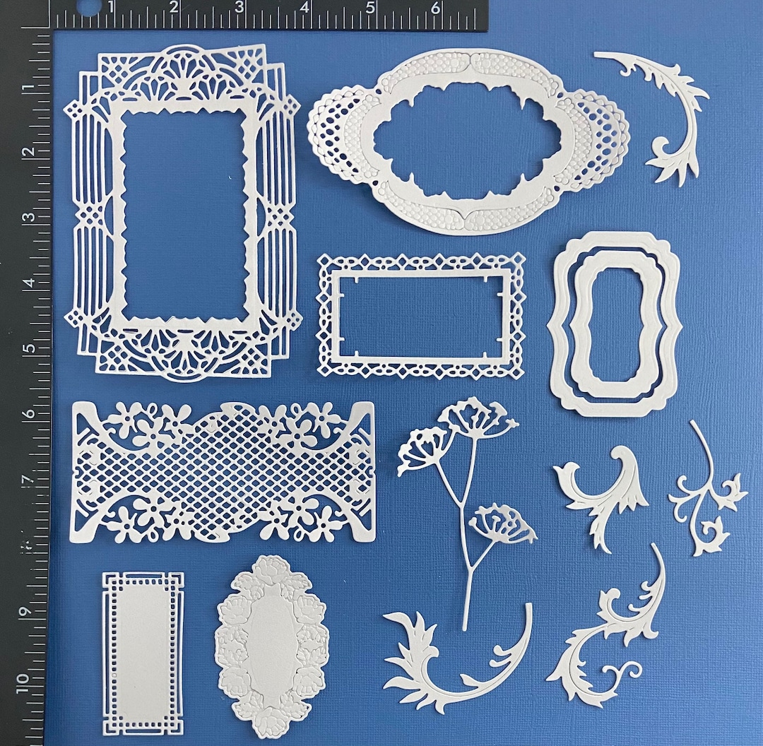 Lace Frame Die Cuts: Fancy Card Frames, Scrapbooking Ephemera (set #3 ...