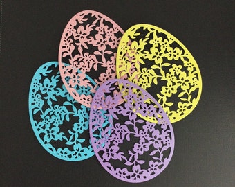Large Easter Egg * Die Cut * Floral Easter Egg * 4 Pastell Colors or Color Choice * Card Making * Ephemera * Junk Journal * Collage *