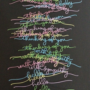 Script * Die Cut * Thank You * Thinking of You * Welcome Baby * Hello * With Sympathy * 25 Pieces * Embellishment * Sentiment *
