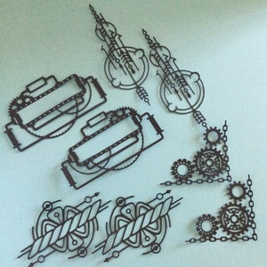 Steampunk * Die Cuts * 8 Pieces in Color Choice * 4 Different Designs * Embellishment * Masculine * Industrial * Ephemera * S/P Set #2 *