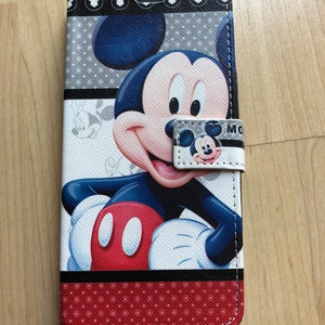 Mickey Mouse Cuero Flip Stand Case Wallet para Samsung Galaxy S6, S6 edge, S7, S7 edge, S8, S8+ , S9 , S9 + , S10 , S10+ Barco de NY