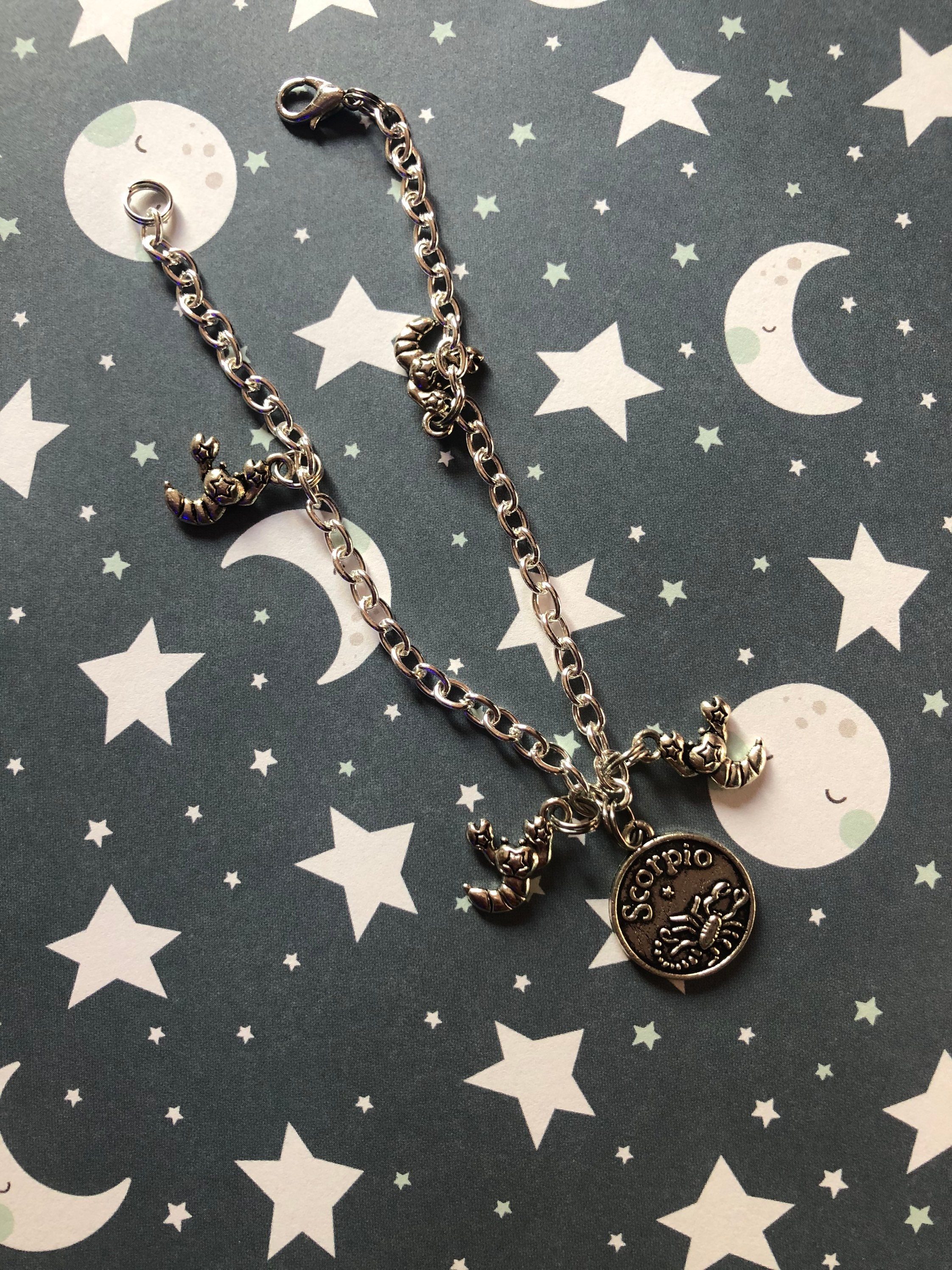 Scorpio Sign Zodiac Charm Bracelet Etsy