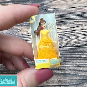 Mini Figure | Tiny &quot;Princess Belle&quot; Beauty and the Beast Movie Replica Doll Toy by Disney for Dollhouse or Crafting Projects