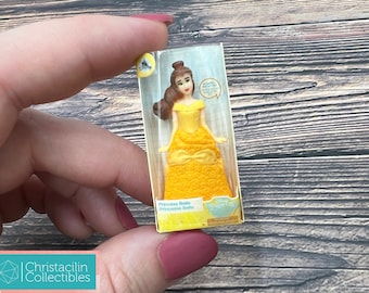 Mini Figure | Tiny &quot;Princess Belle&quot; Beauty and the Beast Movie Replica Doll Toy by Disney for Dollhouse or Crafting Projects