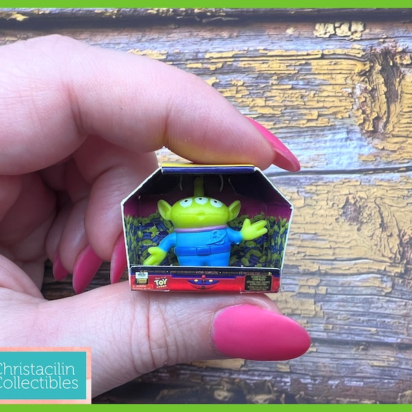 Mini Figure | Tiny Green "Claw Machine Alien" Toy Story Movie Replica Doll by Disney for Dollhouse or Crafting Projects