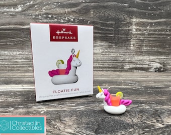 Ornament | 2023 “Floatie Fun” Unicorn Pool Toy with Drink Miniature Keepsake by Hallmark