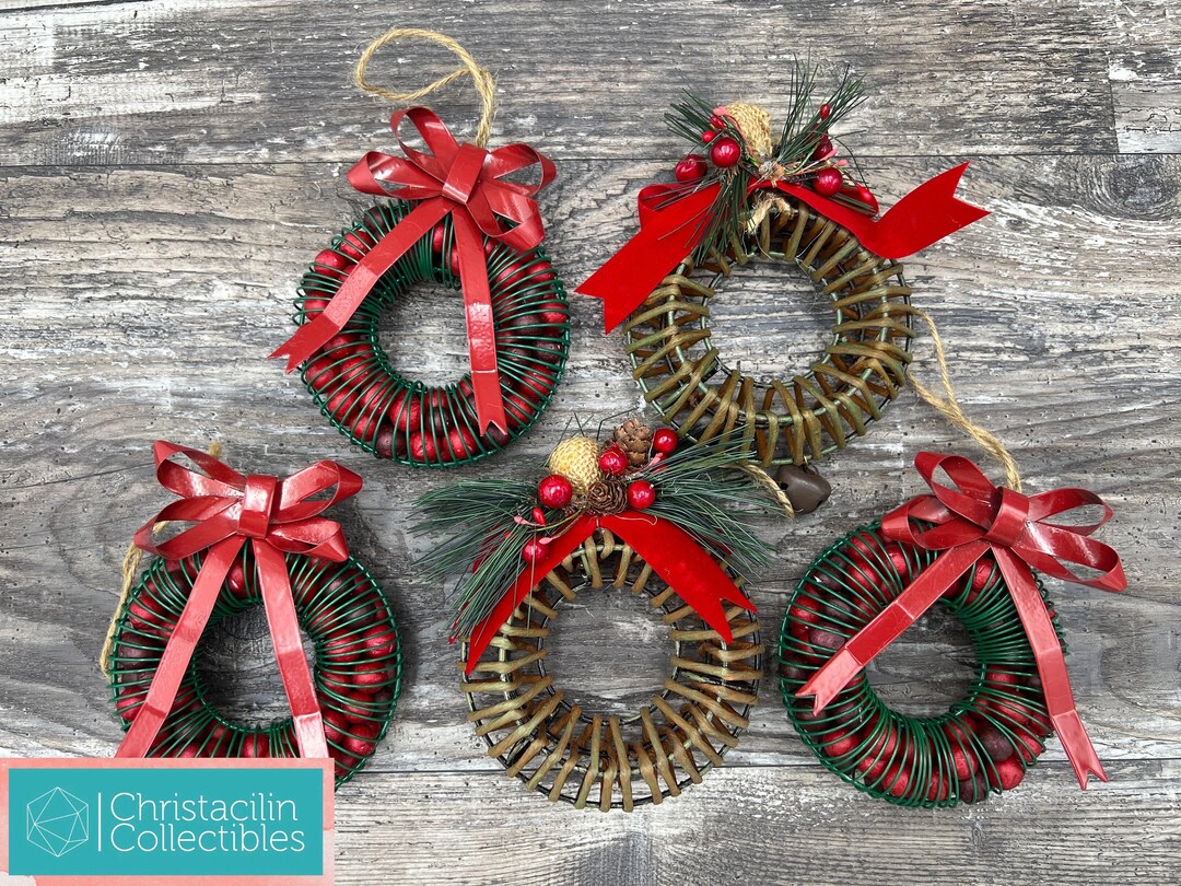 Rustic Holly Vintage Holiday | Set of Five Rustic Holly Berry Ornaments - Etsy