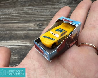 Mini Figure | Tiny Yellow "Dinoco Cruz Ramirez" Cars Movie Replica Toy by Disney Pixar for Dollhouse or Crafting Projects