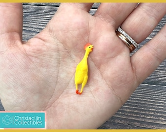 Mini Figure| Tiny "Rubber Chicken" Hard Vinyl Plastic Replica for Dollhouse or Crafting Projects