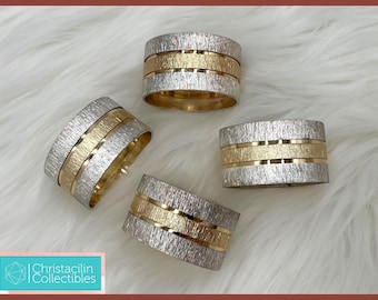 Vintage Napkin Rings | Silverplate and Brass Round Holders by Wm. A. Rogers