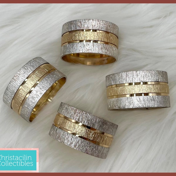 Vintage Napkin Rings | Silverplate and Brass Round Holders by Wm. A. Rogers