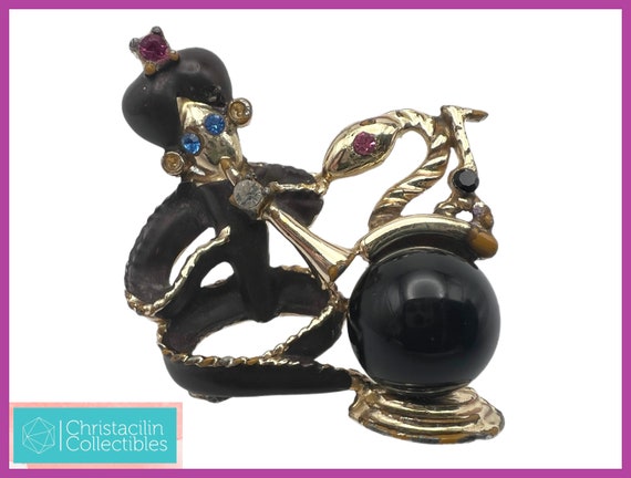 Vintage Jewelry | Mid-Century Snake Charmer Brooc… - image 2