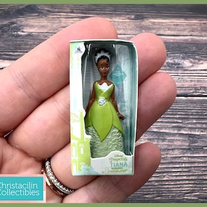 Mini Figure | Tiny &quot;Princess Tiana&quot; Princess and the Frog Movie Replica Doll Toy by Disney for Dollhouse or Crafting Projects
