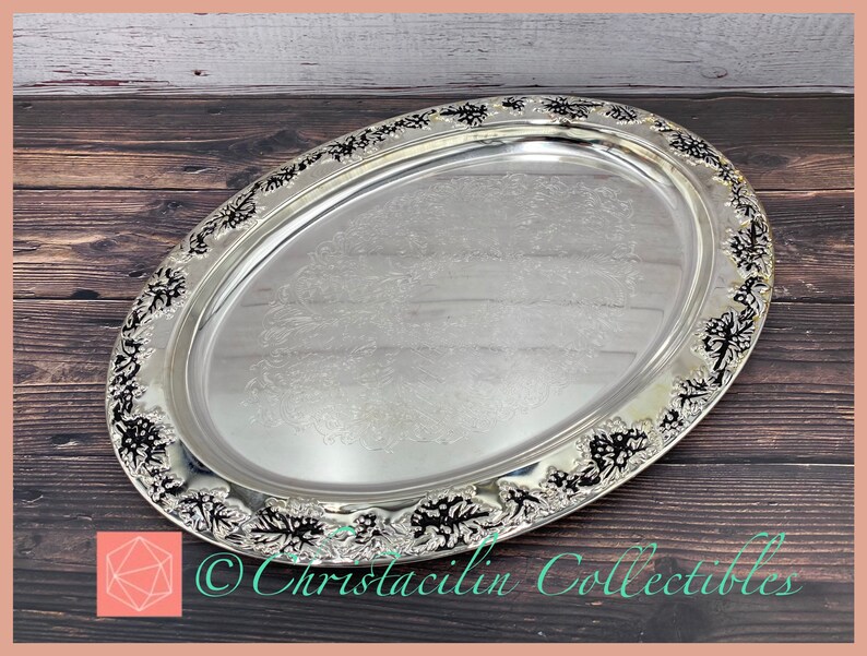 Vintage Platter 1970s Godinger Silver Art Serving Tray With Etsy