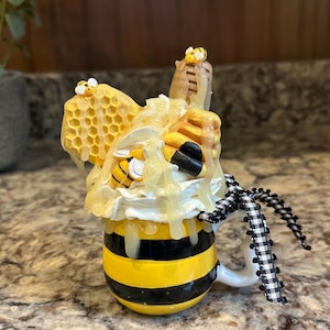 Mini bee mug, bee decor, faux bee decor, tiered tray decor