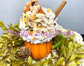 Pumpkin fake bake, pumpkin mini mug, fake whip mug, fake pumpkin pie, fall decor, tiered tray decor, espresso cup, photo props,